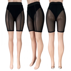 HR8221 Sexy Mesh Nightclub Perspective Casual Tights Shorts Shorts With Panties