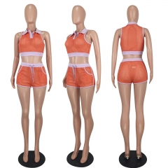 YD8564 sexy hollow vest shorts two-piece set