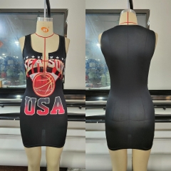 2105 Tide brand GRUNGE fashion sports metal pin print dress