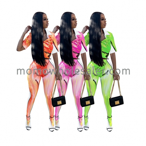 D88171 Fashion single-row lapel short-sleeved socks two-piece set