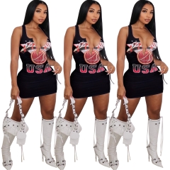 2105 Tide brand GRUNGE fashion sports metal pin print dress