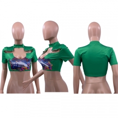 XS6088 cropped navel slim fashion T-shirt