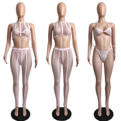L308 Hot Diamond Bikini Set Mesh Set 4 Piece Swimwear