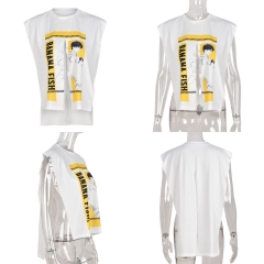 6496TL printed hollow street hipster T-shirt top