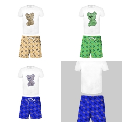 3DTZRR Sports Casual Men's Bear Fashion Short Sleeve Shorts Two-piece Set