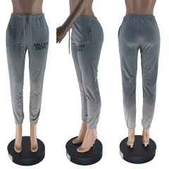 H2101 Solid Color Sweatshirt Colorblock Letter Print Loose Drawstring Sweatpants