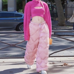 XY22030 Personalized Straight Thickened Warm and Cold proof Zipper Casual Pants Cotton Pants