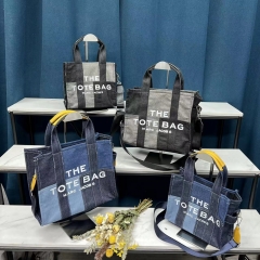 YL4004 new splicing denim canvas large capacity tote bag