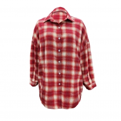 2198 oversize drop-shoulder loose-fitting version of the plaid long-sleeved shirt