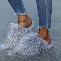 218520 wrapped head flat heel hairy slippers