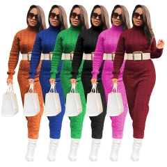 TS1236 high neck knitted long dress