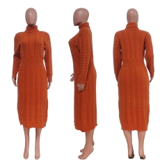 TS1236 high neck knitted long dress