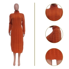 TS1236 high neck knitted long dress