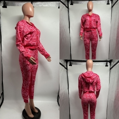 L040 new printed letters printed suit