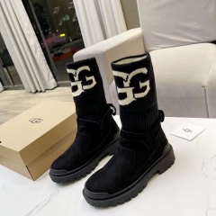666 Stretch knit letter mid-calf boots