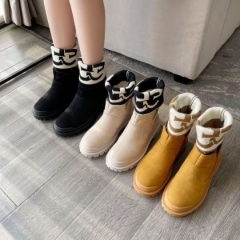 666 Stretch knit letter mid-calf boots