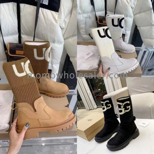 666 Stretch knit letter mid-calf boots
