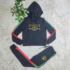 Q6062 Letter Embroidery Long Sleeve Tracksuit Set