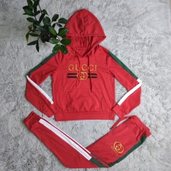 Q6062 Letter Embroidery Long Sleeve Tracksuit Set