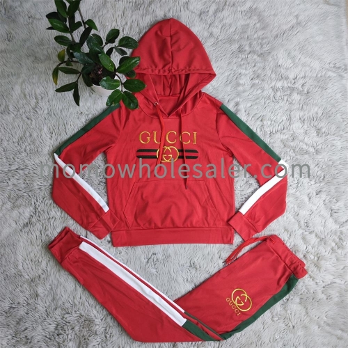 Q6062 Letter Embroidery Long Sleeve Tracksuit Set