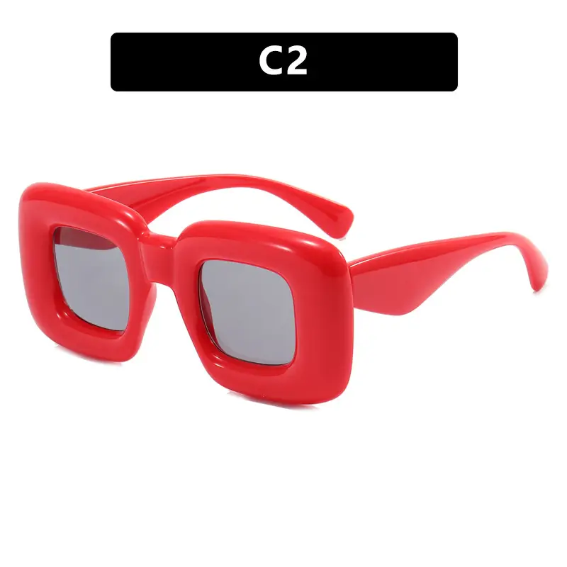Cute Inflated Frame Square Sunglasses Women Men Candy Color Retro Sunglasses