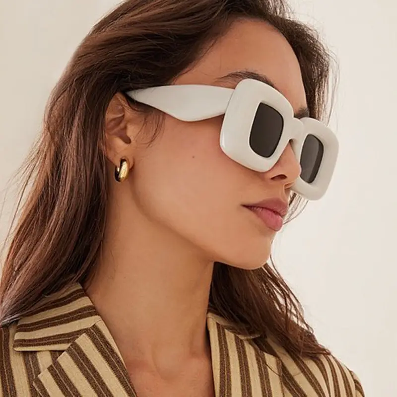 Cute Inflated Frame Square Sunglasses Women Men Candy Color Retro Sunglasses