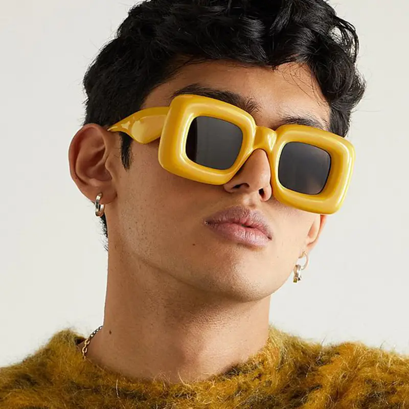 Cute Inflated Frame Square Sunglasses Women Men Candy Color Retro Sunglasses