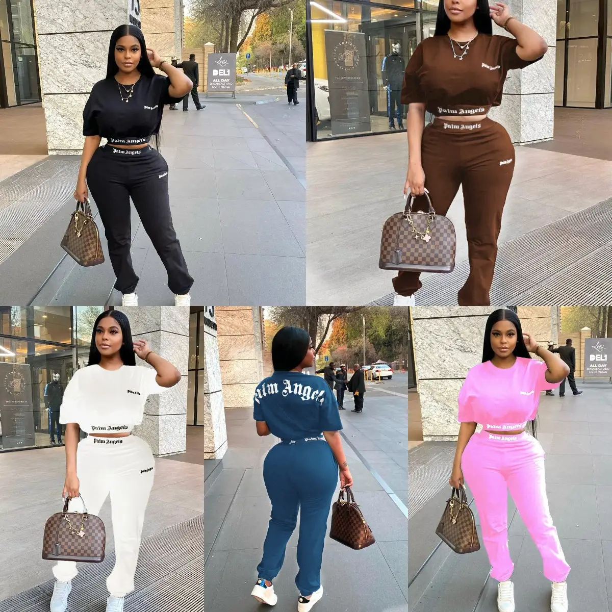 2023 Letter Print Cotton Short Sleeve Two Piece Sets Designer Women's Clothing