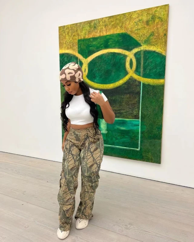 Spring 2023 Camouflage Casual Cargo Pants for Women Streetwear Fashion Camo Pants with Pockets Straight Leg Women's Trousers