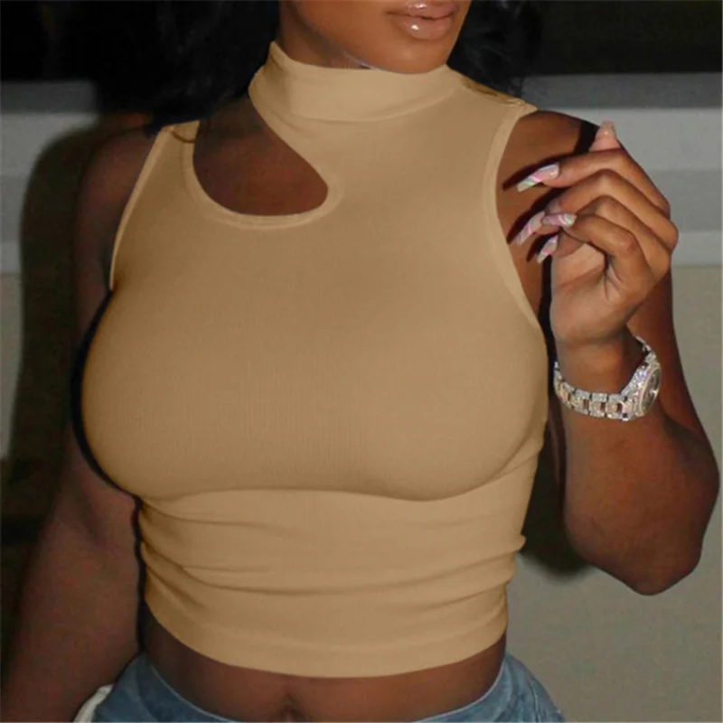 New Arrival 2023 fashion Women Clothing sexy sleeveless knit solid women crop top