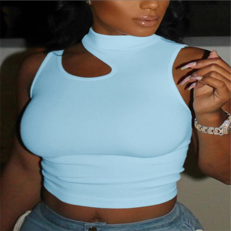 New Arrival 2023 fashion Women Clothing sexy sleeveless knit solid women crop top