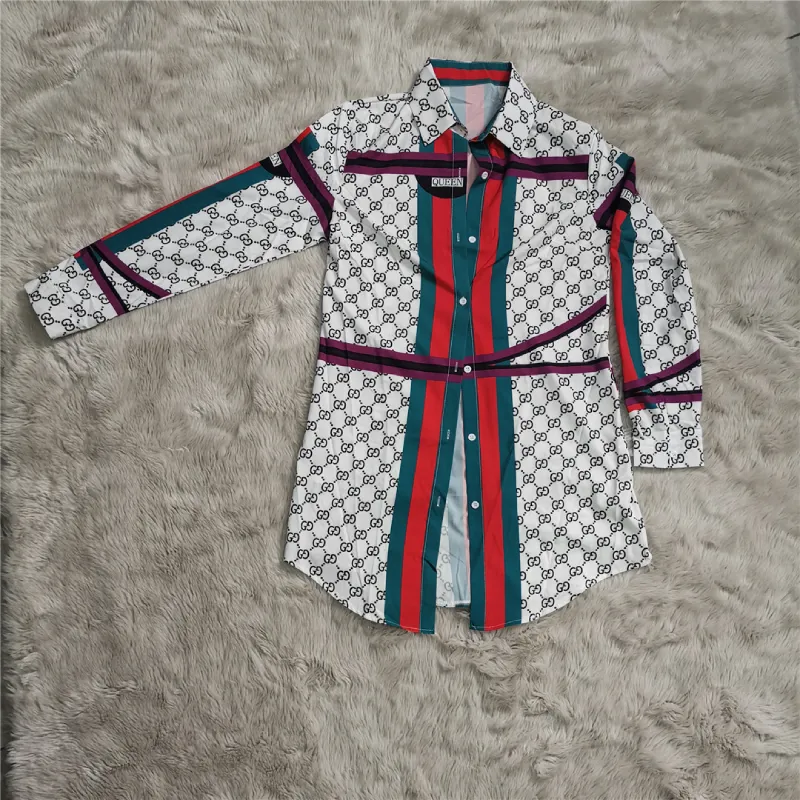 J1491 women's fashion printed shirt S-5XL