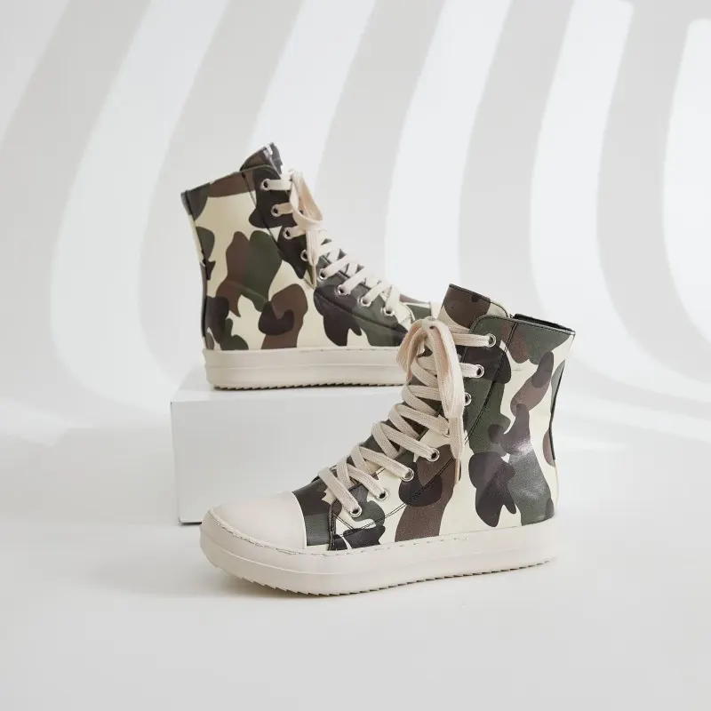 New Arrivals Sneakers Lace-up Canvas Trendy Casual Shoes High Top Canvas Shoes For Women Camouflage Boots