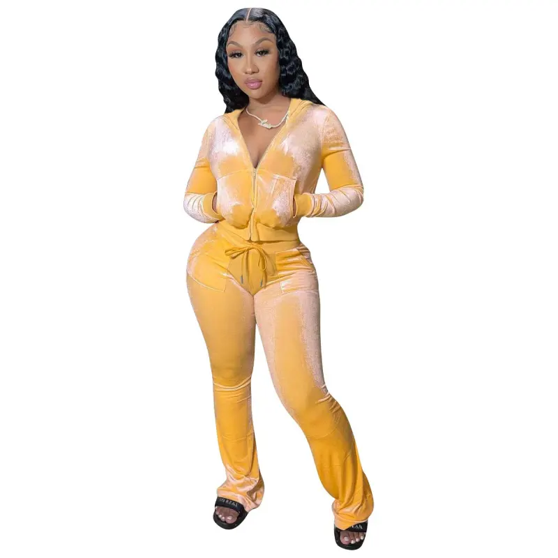 Sweatsuit Dropshipping Custom Logo Fashion Plus Size Sportswear Crop Tops Hoodie Pants Women Velvet Tracksuits 2 Piece Set