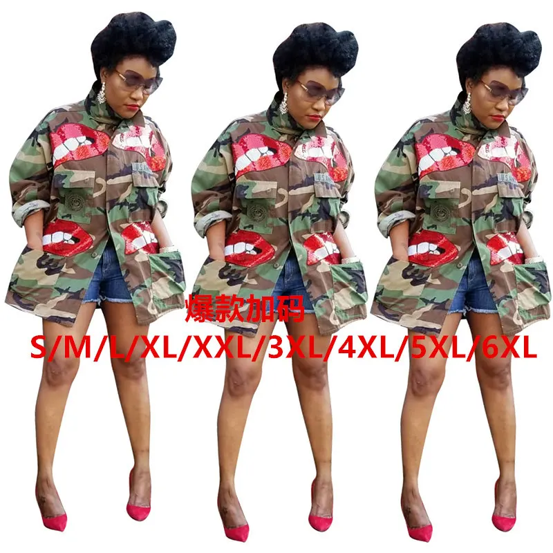 Women Camo Coat Cotton Jackets