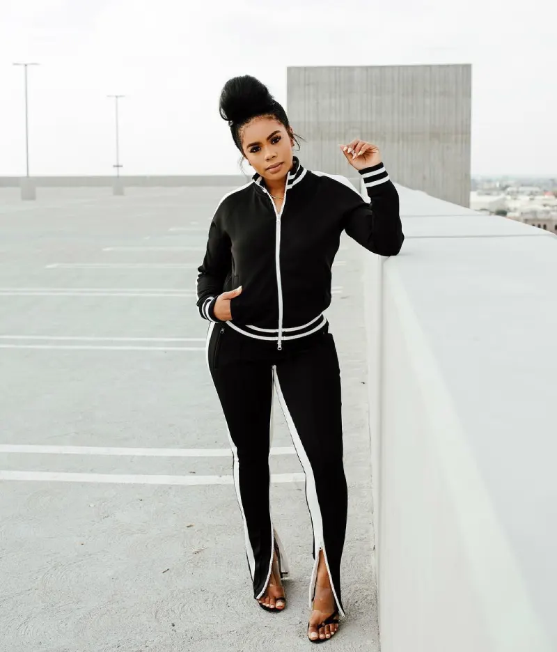 New Spring Women'S Off-The-Shoulder Sports Two-Piece Fashion Suit