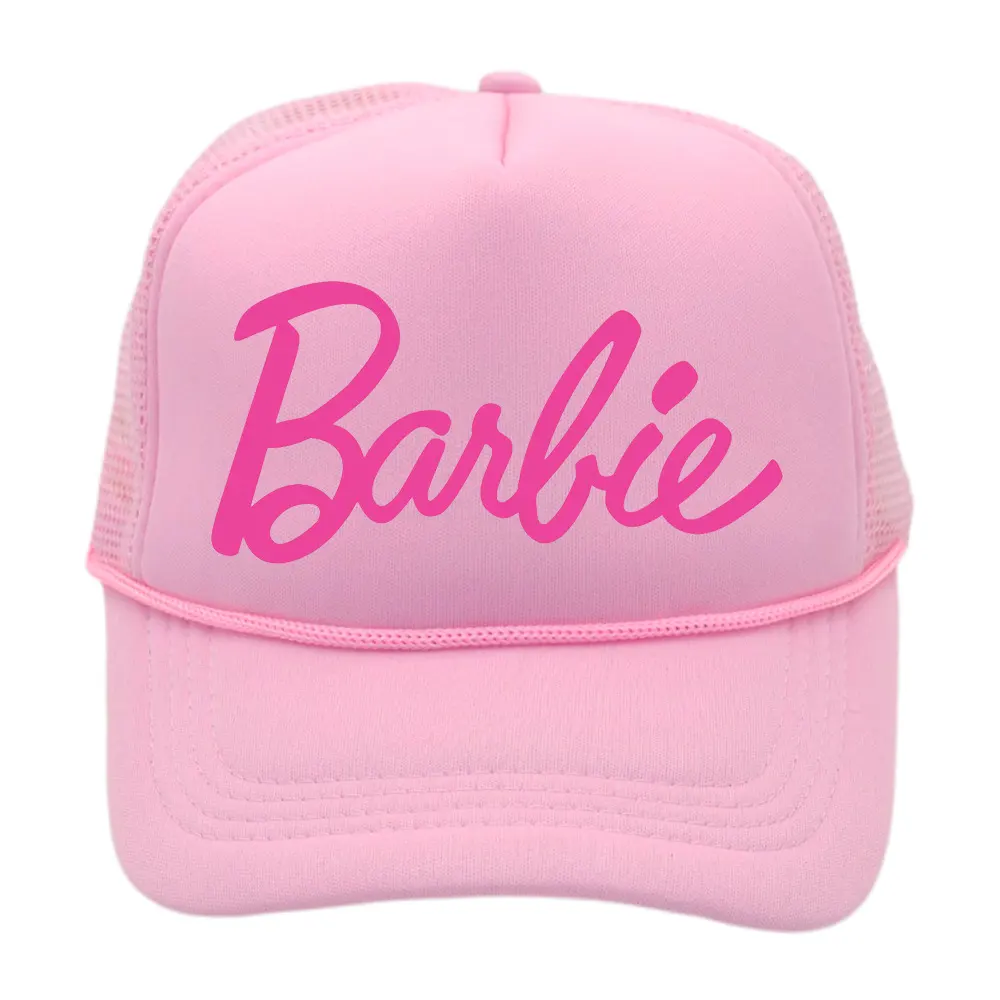 2023 New Style High Quality Barbi Baseball Cap Sandbeach Women'S Sun Hat Fashion Cute Barbi Sponge Mesh Cap Wholesale