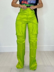 Autumn Streetwear 2024 New Products Women Casual Multi Pocket High Waist Cargo Basic Long Pants