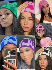 Wholesale Unisex All Over print Winter Hat Cap Custom Logo Acrylic Knitted Cuffed Jacquard Beanie Hats