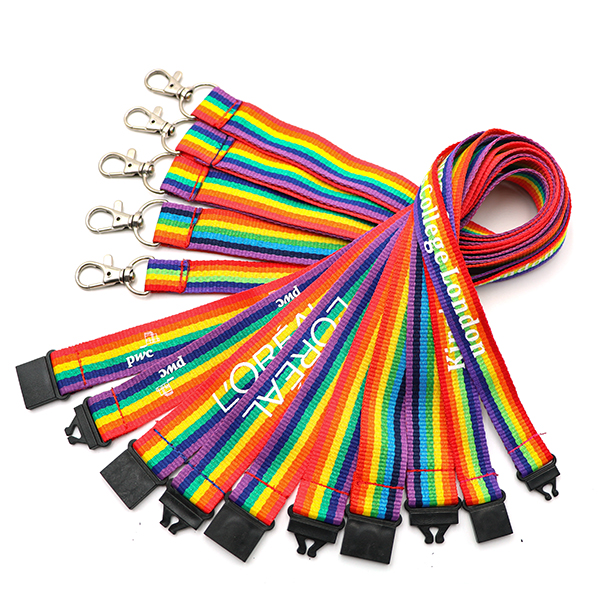 Woven Rainbow Lanyard With Printed Logo