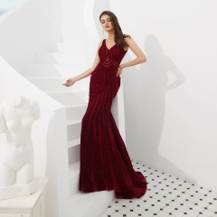 Mermaid Red Appliques Beaded Evening Dresses Party Elegant Gowns