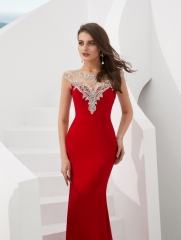 Mermaid Red Appliques Beaded Evening Dresses Party Elegant Gowns