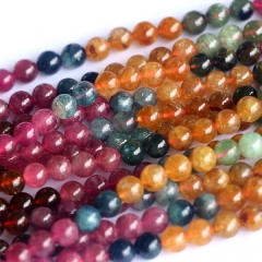 Natural Genuine Pink  Yellow Green Purple Multicolour Brazil Tourmaline Round Beads 5.7mm 16" 04037
