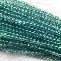Genuine Natural AAA High Quality Clear Blue Green Fluorite Semi-precious stones Round  Necklace or  Bracelet Beads  15.5" 06019