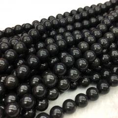 Natural Genuine Black Jade Jet Round Jewellery Necklaces or Bracelets  Loose Ball Beads   15.5" 06131