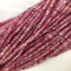 Natural Genuine Tanzania Purple Red Ruby Hand Cut Loose Gemstone Faceted Rondelle Small Beads  16"  06083