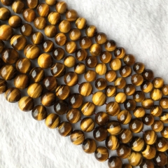 AAA High Quality Genuine Natural Yellow Tiger's Eye Stone Semi-precious stones Round Loose Beads 4-20mm  15.5" 05660