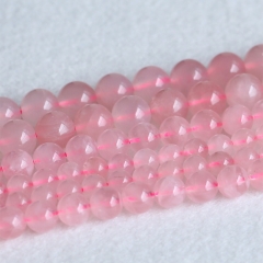 High Quality Genuine Natural Clear Pink Crystal Rose Quartz Semi-precious stones Round Loose Beads  6mm 8mm 10mm 12mm 14mm 15.5" 05192