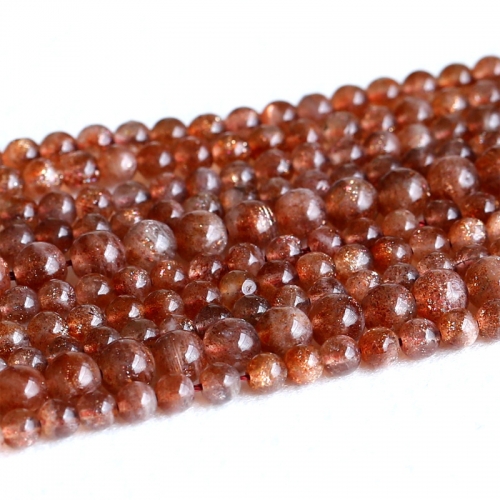 Top High Quality Natural Genuine Coffee Gold Oligoclase Sanidine Sunstone Round Loose Beads 5mm 15.5" 05203