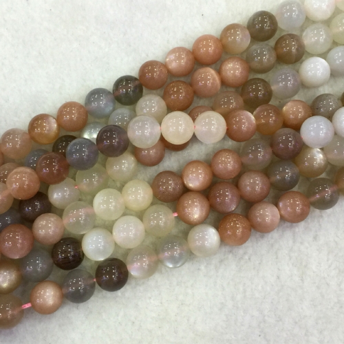 High Quality AAA Genuine Natural Multi-color Gray White Orange Moonstone Sunstone flash light Round Loose Gemstone Beads 4-12mm 16" 04077